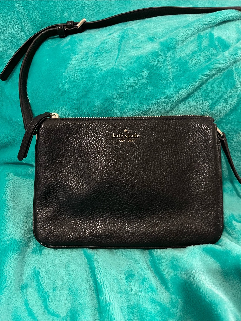 kate spade Leila Triple Gusset Crossbody Bag in black leather
